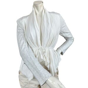 Anthropologie Dolan White & Light Gray Tie Waist Open Contrasting Sweater Medium